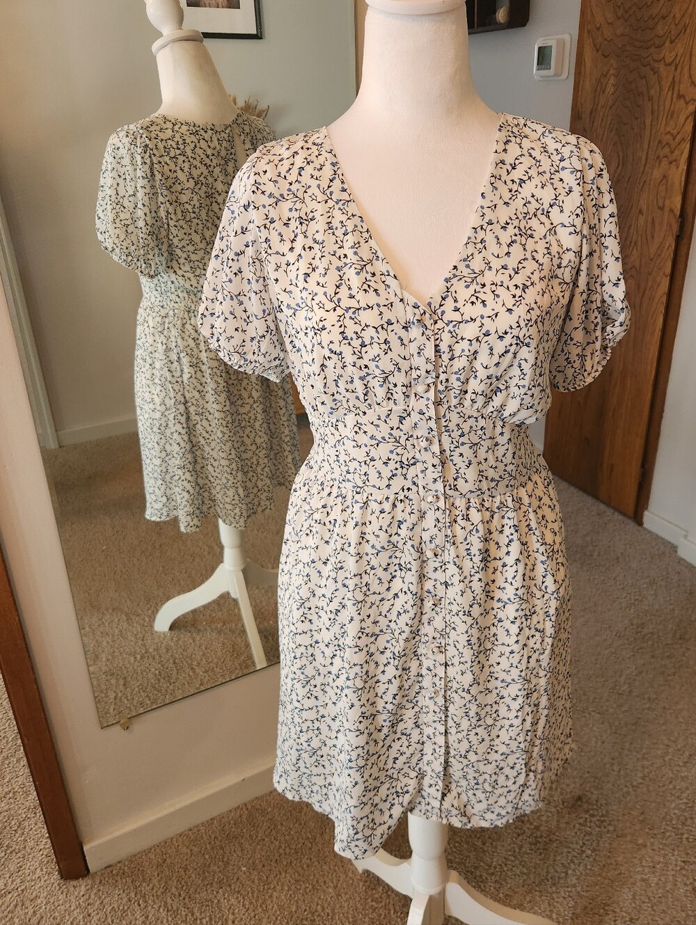(2 For $30) Sienna Sky Floral White and Blue Dress